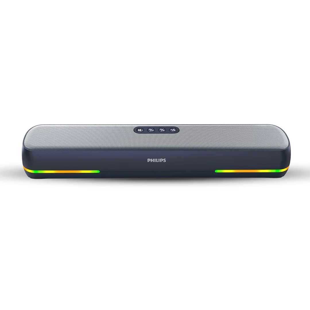 Philips TAB4120BL/94 Wireless Bluetooth Soundbar, 20W, 8H Playtime, Bluetooth 5.1, TWS Mode, RGB Light, LED Indicator, Built-in Mic, Voice Assistant, AUX/USB/TF Card Input, (Sky Blue) image 1