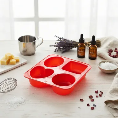 4 in 1 Silicone Soap Making Mold – Red Heart Round Square Oval Resin & Chocolate Mould Tray thumbnail 3