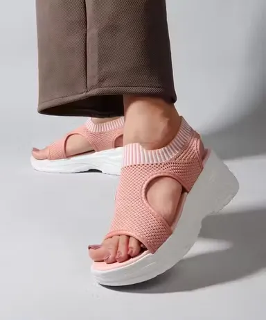 Women Breathable Knit Summer Sandals Lightweight Platform Walking Shoes Anti Slip Casual Comfort Open Toe Sports Sandals Stretch Mesh Slip On Ladies Fashion Footwear Women Breathable Knit Summer Sandals Lightweight Platform Walking Shoes Anti Slip Casual  thumbnail 2