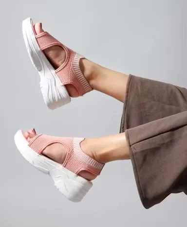 Women Breathable Knit Summer Sandals Lightweight Platform Walking Shoes Anti Slip Casual Comfort Open Toe Sports Sandals Stretch Mesh Slip On Ladies Fashion Footwear Women Breathable Knit Summer Sandals Lightweight Platform Walking Shoes Anti Slip Casual  thumbnail 0