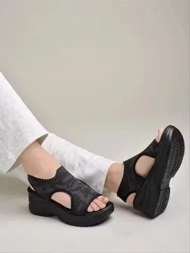 Women Breathable Knit Sports Sandals Lightweight Platform Walking Sandals Anti Slip Thick Sole Comfort Casual Summer Sandals Open Toe Stretch Fabric Slip On Sandals for Women Women Breathable Knit Sports Sandals Lightweight Platform Walking Sandals Anti S thumbnail 2