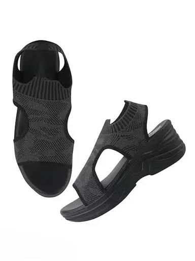 Women Breathable Knit Sports Sandals Lightweight Platform Walking Sandals Anti Slip Thick Sole Comfort Casual Summer Sandals Open Toe Stretch Fabric Slip On Sandals for Women Women Breathable Knit Sports Sandals Lightweight Platform Walking Sandals Anti S thumbnail 3
