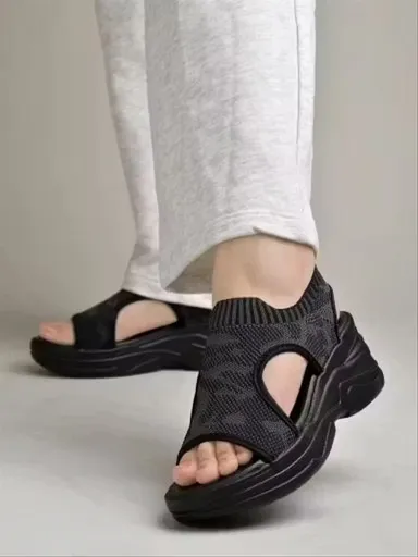 Women Breathable Knit Sports Sandals Lightweight Platform Walking Sandals Anti Slip Thick Sole Comfort Casual Summer Sandals Open Toe Stretch Fabric Slip On Sandals for Women Women Breathable Knit Sports Sandals Lightweight Platform Walking Sandals Anti S thumbnail 0