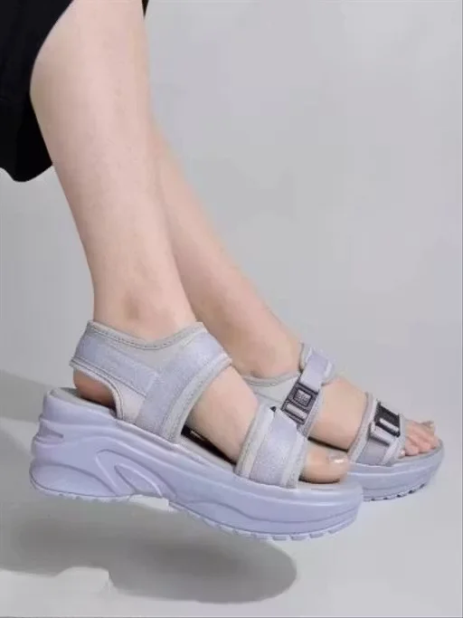 Women Lightweight Comfort Strap Sandals Anti-Slip Cushion Sole Summer Casual Walking Sandals Soft EVA Platform Sandals for Daily Wear Travel Beach Grey Women Lightweight Comfort Strap Sandals Anti-Slip Cushion Sole Summer Casual Walking Sandals Soft EVA P image 4