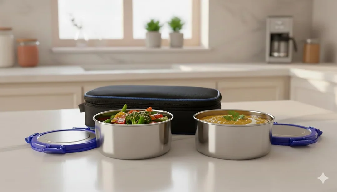 Premiume  Borosilicate Glass Food StoragContainers with Blue Clip-Lock Lids and Travel Pouch image 2