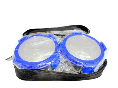 Premiume  Borosilicate Glass Food StoragContainers with Blue Clip-Lock Lids and Travel Pouch thumbnail 2