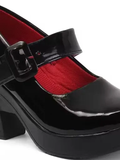 Women Patent Leather Mary Jane Block Heel Platform Pumps Black Glossy Formal Party Office High Heel Shoes Round Toe Buckle Strap Platform Heels for Women Women Patent Leather Mary Jane Block Heel Platform Pumps Black Glossy Formal Party Office High Heel S thumbnail 2