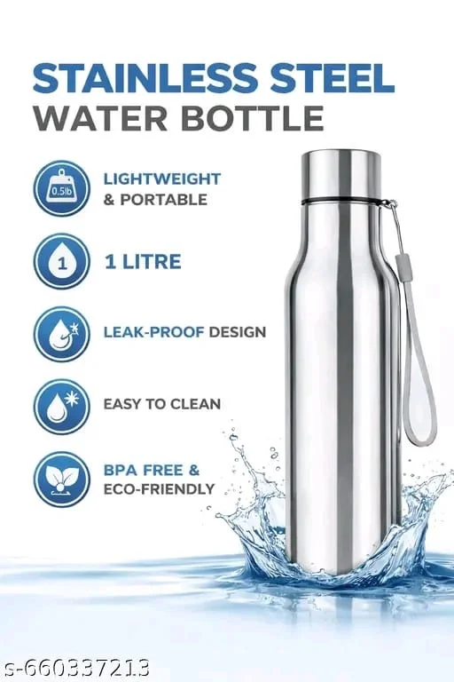 Stainless Steel Water Bottle 750ml pack of 3 Leakproof Metal Drinking Bottle for Gym Travel Office School Reusable Eco Friendly BPA Free Steel Bottle Silver 29cm image 3