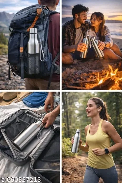 Stainless Steel Water Bottle 750ml pack of 3 Leakproof Metal Drinking Bottle for Gym Travel Office School Reusable Eco Friendly BPA Free Steel Bottle Silver 29cm image 4