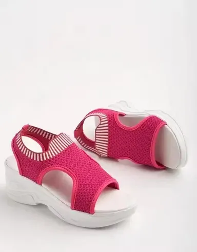 Women Breathable Mesh Sports Sandals Lightweight Slip-On Casual Walking Sandals for Women Open Toe Summer Comfort Sandals Cushioned Platform Daily Wear Travel Beach Sandals Pink Women Breathable Mesh Sports Sandals Lightweight Slip-On Casual Walking Sanda thumbnail 1