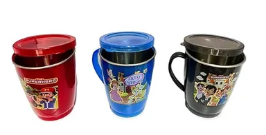Tea Time Stainless Steel Double Wall Insulated Mug Set of 6 Multicolor Kids Cartoon Print Tea and Milk Cup Pack 2 Red 2 Blue 2 Black thumbnail 2
