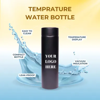 Stainless Steel Customised 450ml Double Wall Vacuum Insulated Water Bottle Black | Personalised Leak‑Proof Tumbler Reusable Hot Cold Drinks Gift for Family Office Event thumbnail 1