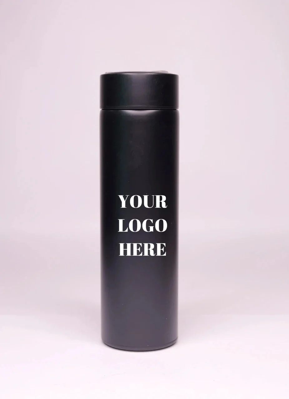 Stainless Steel Customised 450ml Double Wall Vacuum Insulated Water Bottle Black | Personalised Leak‑Proof Tumbler Reusable Hot Cold Drinks Gift for Family Office Event image 1