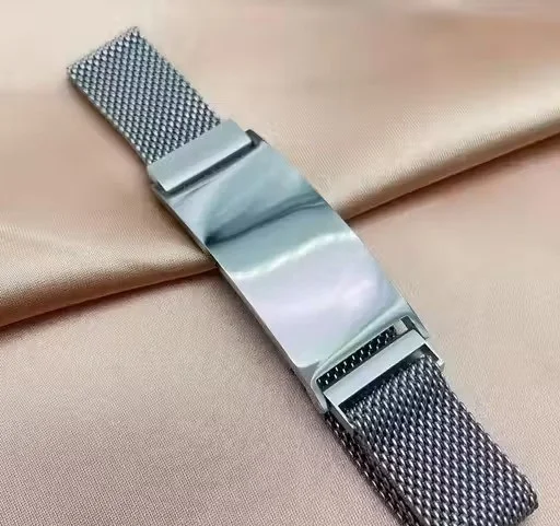 Stainless Steel ID Bracelet for Men and Women Adjustable Mesh Strap Name Plate Bracelet Minimalist Chain Wrist Band Fashion Jewellery India image 2