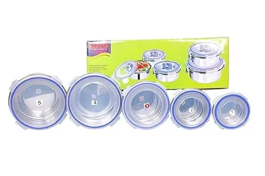 Stainless Steel Airtight and Leakproof Nesting Round Containers with Four-Sided Locking Lids Multipurpose Kitchen Storage Bowls for Food Prep and Travel Steel Airtight and Leakproof Nesting Round  2 L thumbnail 1