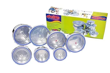 Stainless Steel Airtight and Leakproof Nesting Round Containers with Four-Sided Locking Lids Multipurpose Kitchen Storage Bowls for Food Prep and Travel Steel Airtight and Leakproof Nesting Round  2.5 L thumbnail 1