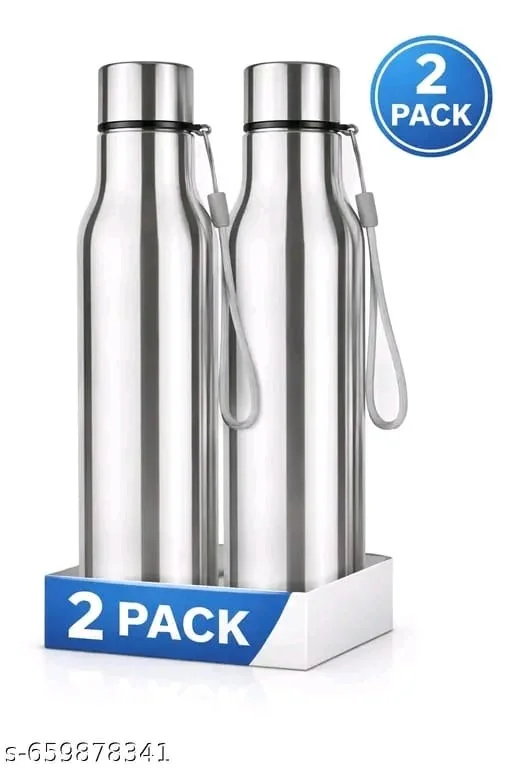 Stainless Steel Water Bottle 1000ml Leakproof Metal Drinking Bottle Reusable Eco Friendly Sports Gym Travel Steel Flask Silver image 1