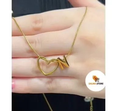 Heart Initial M Pendant Necklace for Women Gold Tone Letter M Heart Pendant Chain Necklace Romantic Alphabet Jewellery Gift for Girls thumbnail 2