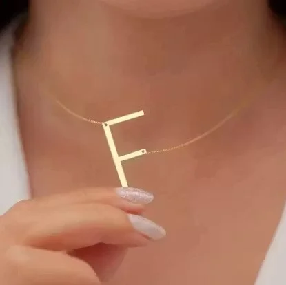 Alphabet F Pendant Necklace for Women Minimalist Letter F Chain Necklace Gold Tone Initial Jewellery Fashion Pendant Necklace Gift for Girls image 1
