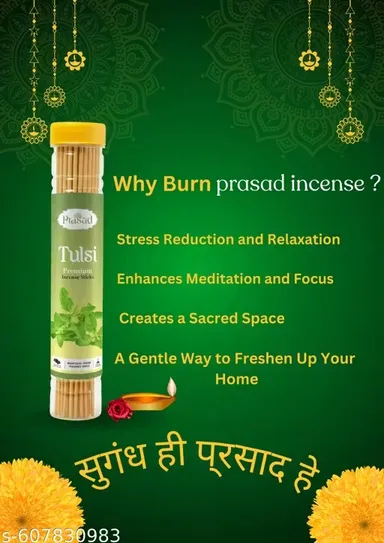 Prasad Premium Incense Sticks Agarbatti Combo Pack Kashmiri and Tulsi Fragrance Aromatic Puja Incense Sticks for Home Temple Meditation thumbnail 2