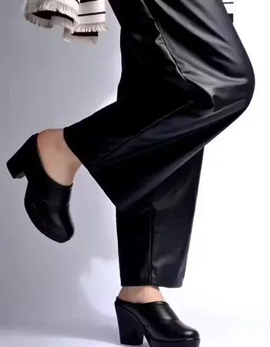 Women Black Platform Block Heel Formal Shoes Slip-On Office Pumps Chunky Heel Comfort Work Footwear Leather Look Ladies Heeled Shoes India Women Black Platform Block Heel Formal Shoes Slip-On Office Pumps Chunky Heel Comfort Work Footwear Leather Look Lad thumbnail 1