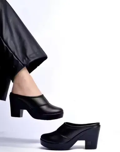 Women Black Platform Block Heel Formal Shoes Slip-On Office Pumps Chunky Heel Comfort Work Footwear Leather Look Ladies Heeled Shoes India Women Black Platform Block Heel Formal Shoes Slip-On Office Pumps Chunky Heel Comfort Work Footwear Leather Look Lad thumbnail 3