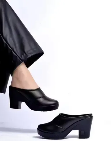 Women Black Platform Block Heel Formal Shoes Slip-On Office Pumps Chunky Heel Comfort Work Footwear Leather Look Ladies Heeled Shoes India Women Black Platform Block Heel Formal Shoes Slip-On Office Pumps Chunky Heel Comfort Work Footwear Leather Look Lad thumbnail 0