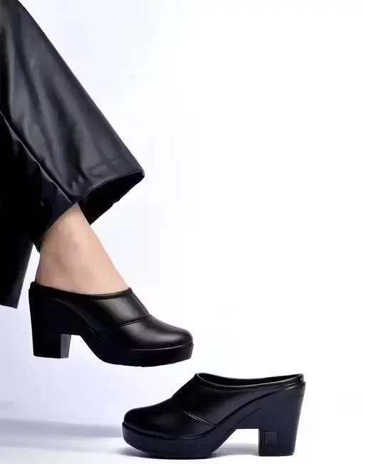 Women Black Platform Block Heel Formal Shoes Slip-On Office Pumps Chunky Heel Comfort Work Footwear Leather Look Ladies Heeled Shoes India Women Black Platform Block Heel Formal Shoes Slip-On Office Pumps Chunky Heel Comfort Work Footwear Leather Look Lad image 4