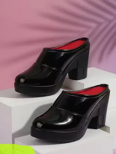 Womens Black Platform Block Heel Mules Slip-On Closed Toe Chunky Heel Fashion Sandals for Party Office Casual Wear Comfortable Elevated Heel Footwear Womens Black Platform Block Heel Mules Slip-On Closed Toe Chunky Heel Fashion Sandals for Party Office Ca thumbnail 0