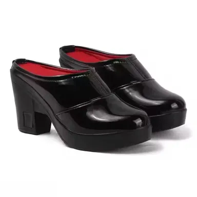 Womens Black Platform Block Heel Mules Slip-On Closed Toe Chunky Heel Fashion Sandals for Party Office Casual Wear Comfortable Elevated Heel Footwear Womens Black Platform Block Heel Mules Slip-On Closed Toe Chunky Heel Fashion Sandals for Party Office Ca thumbnail 2