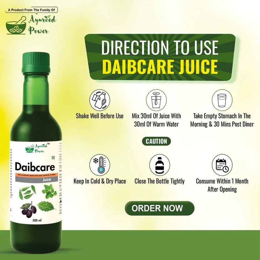 Ayurved Power Daibcare Herbal Blood Sugar Management Ayurvedic Juice for Diabetes Support Karela Jamun Neem Amla Giloy Herbal Formula 500 ml Natural Sugar Control Wellness Drink image 3