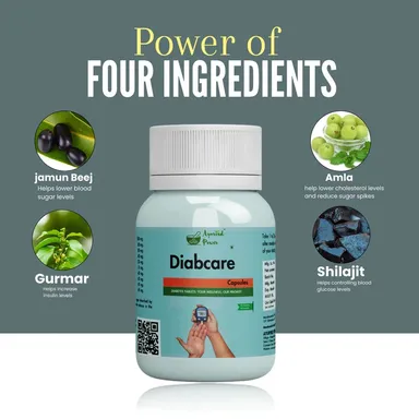 Diabcare Herbal Blood Sugar Support Capsules 60 Veg Capsules Ayurvedic Diabetes Care Supplement for Glucose Control Insulin Sensitivity Pancreas Health Sugar Balance thumbnail 1
