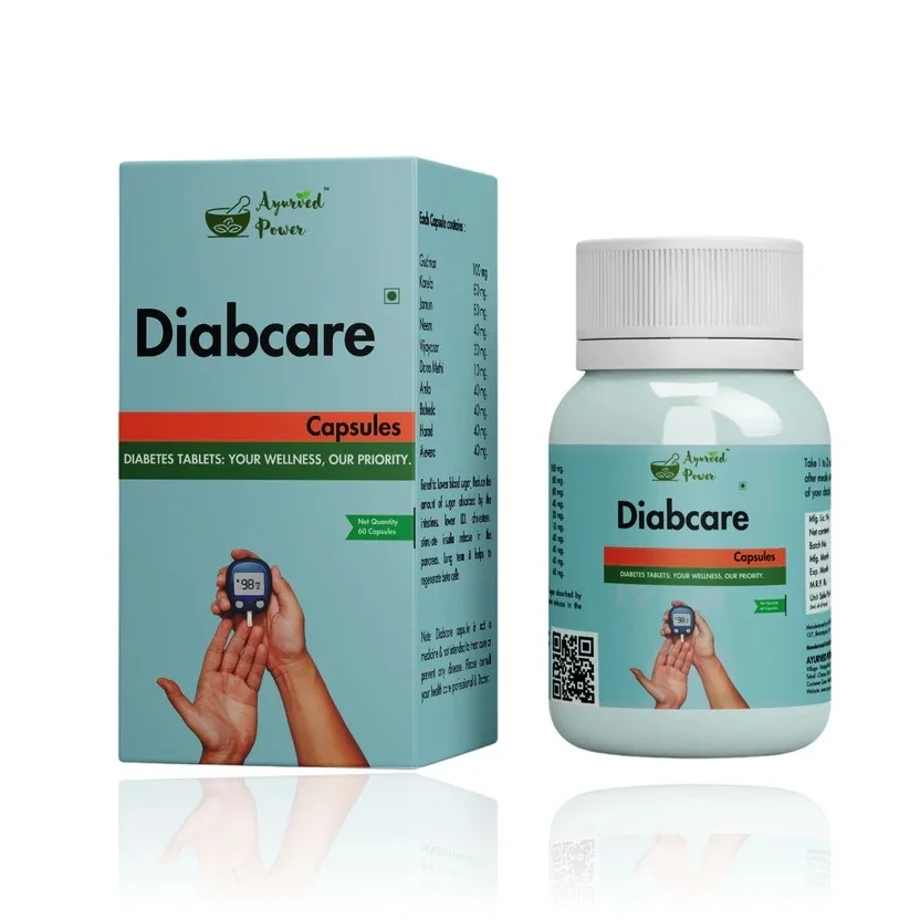 Diabcare Herbal Blood Sugar Support Capsules 60 Veg Capsules Ayurvedic Diabetes Care Supplement for Glucose Control Insulin Sensitivity Pancreas Health Sugar Balance image 1
