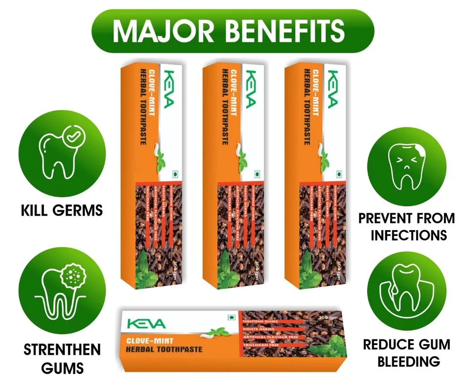 4 KEVA CLOVE-MINT TOOTH PASTE HERBAL TOOTHPASTE FUORIDE FREE (100GM) image 3