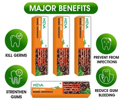 4 KEVA CLOVE-MINT TOOTH PASTE HERBAL TOOTHPASTE FUORIDE FREE (100GM) thumbnail 2
