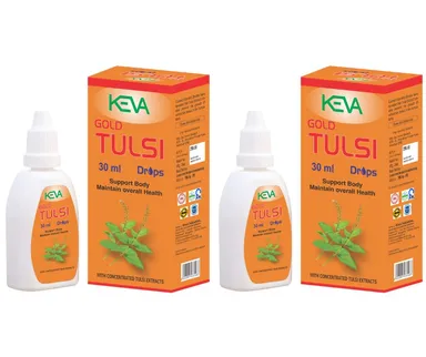 2 KEVA GOLD TULSI DROPS 30ML (SUPPORT BODY MAINTAIN OVERALL HEALTH ) thumbnail 1