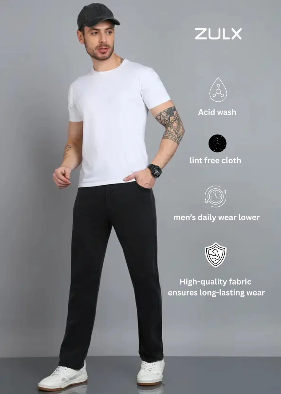 Men Black Cotton Blend Drawstring Track Pant with Side Pockets Regular Fit Comfortable Gym Workout Daily Wear Casual Bottomwear Black 28 image 5