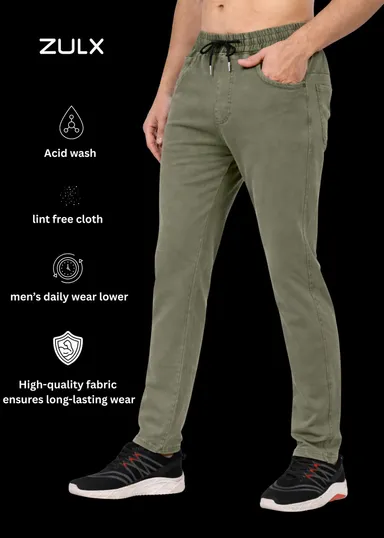 Men Black Cotton Blend Drawstring Track Pant with Side Pockets Regular Fit Comfortable Gym Workout Daily Wear Casual Bottomwear Olive Green   36 thumbnail 4