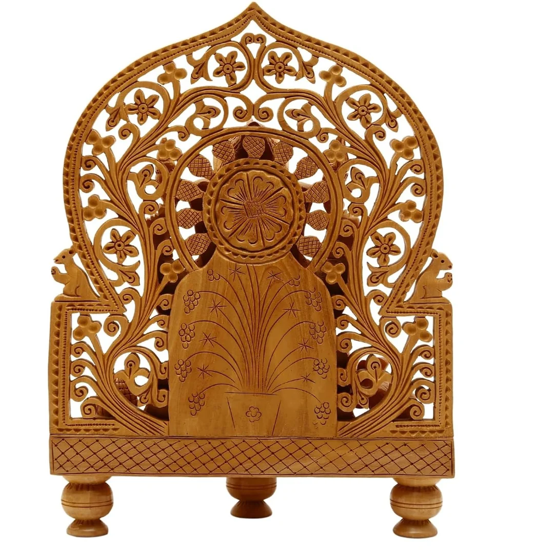 Hand Carved Wooden Lord Ganesha Idol Decorative Arch Frame Temple Statue Natural Wood Ganpati Murti for Home Temple Pooja Room Vastu Decor Spiritual Gift image 4