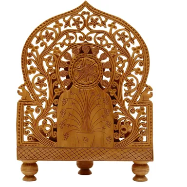 Hand Carved Wooden Lord Ganesha Idol Decorative Arch Frame Temple Statue Natural Wood Ganpati Murti for Home Temple Pooja Room Vastu Decor Spiritual Gift thumbnail 3