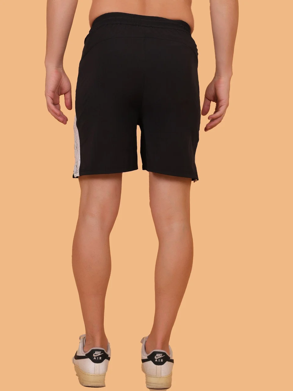 Men Solid Black Gym Sports Shorts Breathable Running Workout Fitness Training Casual Shorts for Men Black 32 image 3