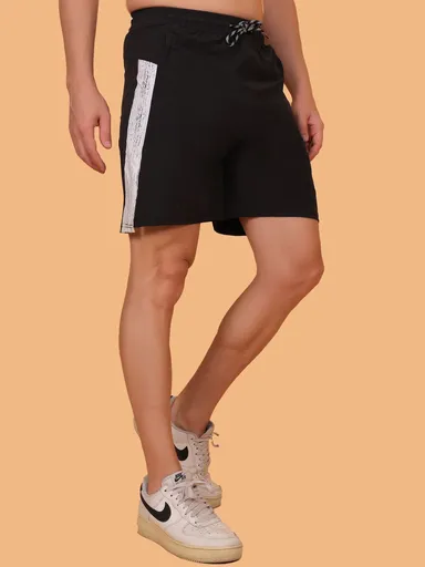 Men Solid Black Gym Sports Shorts Breathable Running Workout Fitness Training Casual Shorts for Men Black 32 thumbnail 4