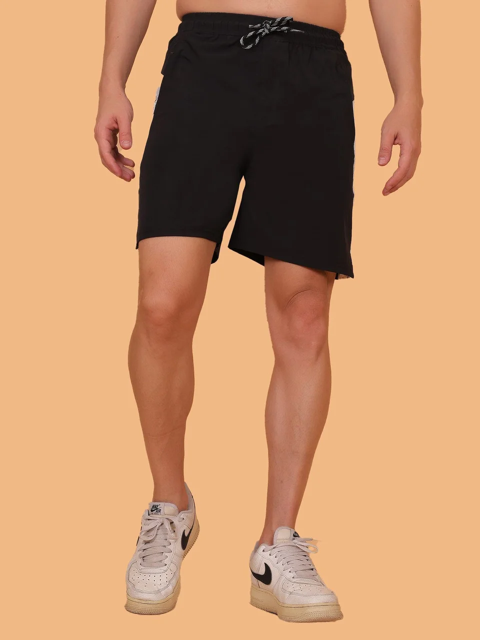 Men Solid Black Gym Sports Shorts Breathable Running Workout Fitness Training Casual Shorts for Men Black 34 image 2