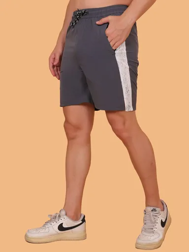 Men Solid Black Gym Sports Shorts Breathable Running Workout Fitness Training Casual Shorts for Men Dark Grey   34 thumbnail 3