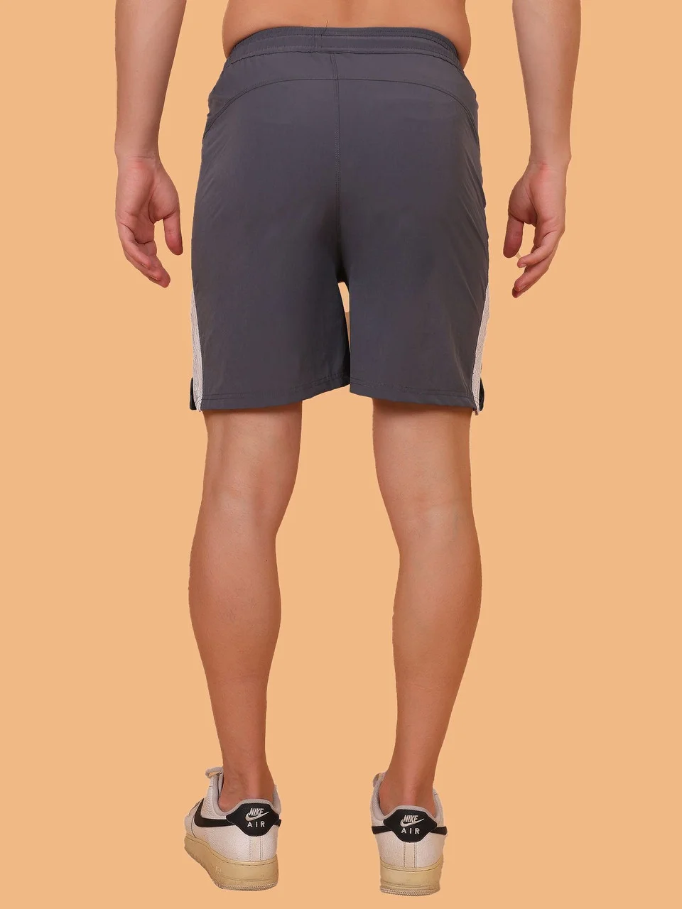 Men Solid Black Gym Sports Shorts Breathable Running Workout Fitness Training Casual Shorts for Men Dark Grey   36 image 3