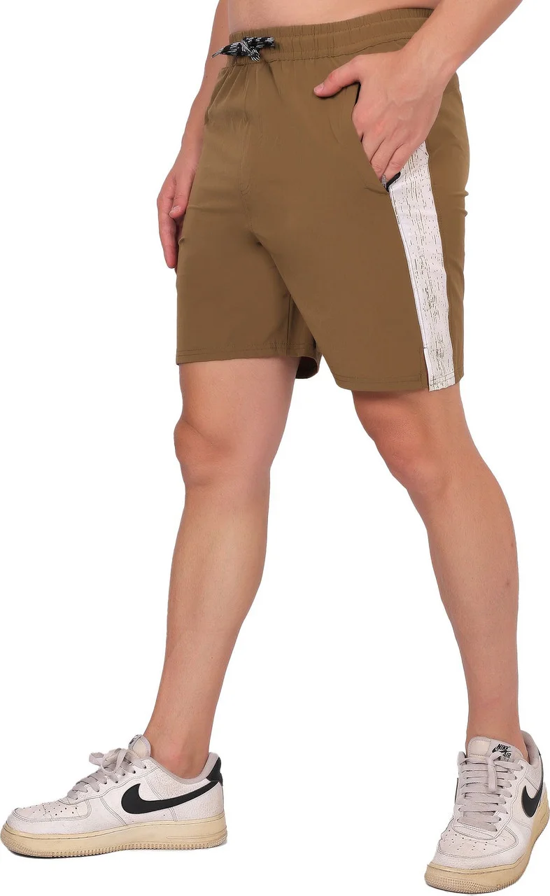 Men Solid Black Gym Sports Shorts Breathable Running Workout Fitness Training Casual Shorts for Men Khaki 30 image 4