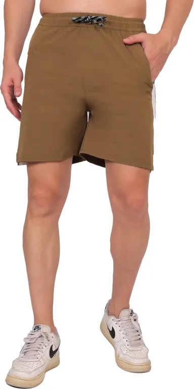 Men Solid Black Gym Sports Shorts Breathable Running Workout Fitness Training Casual Shorts for Men Khaki 32 thumbnail 1