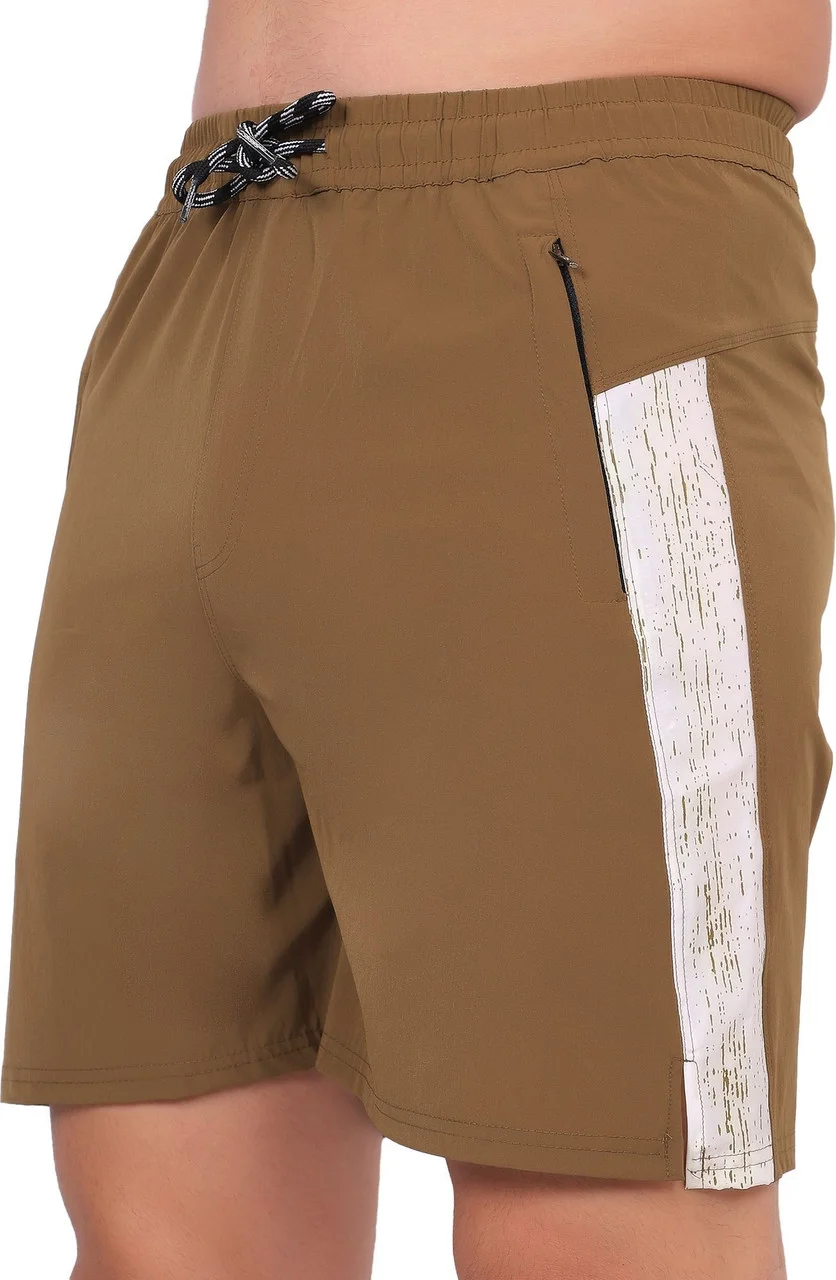 Men Solid Black Gym Sports Shorts Breathable Running Workout Fitness Training Casual Shorts for Men Khaki 32 image 5