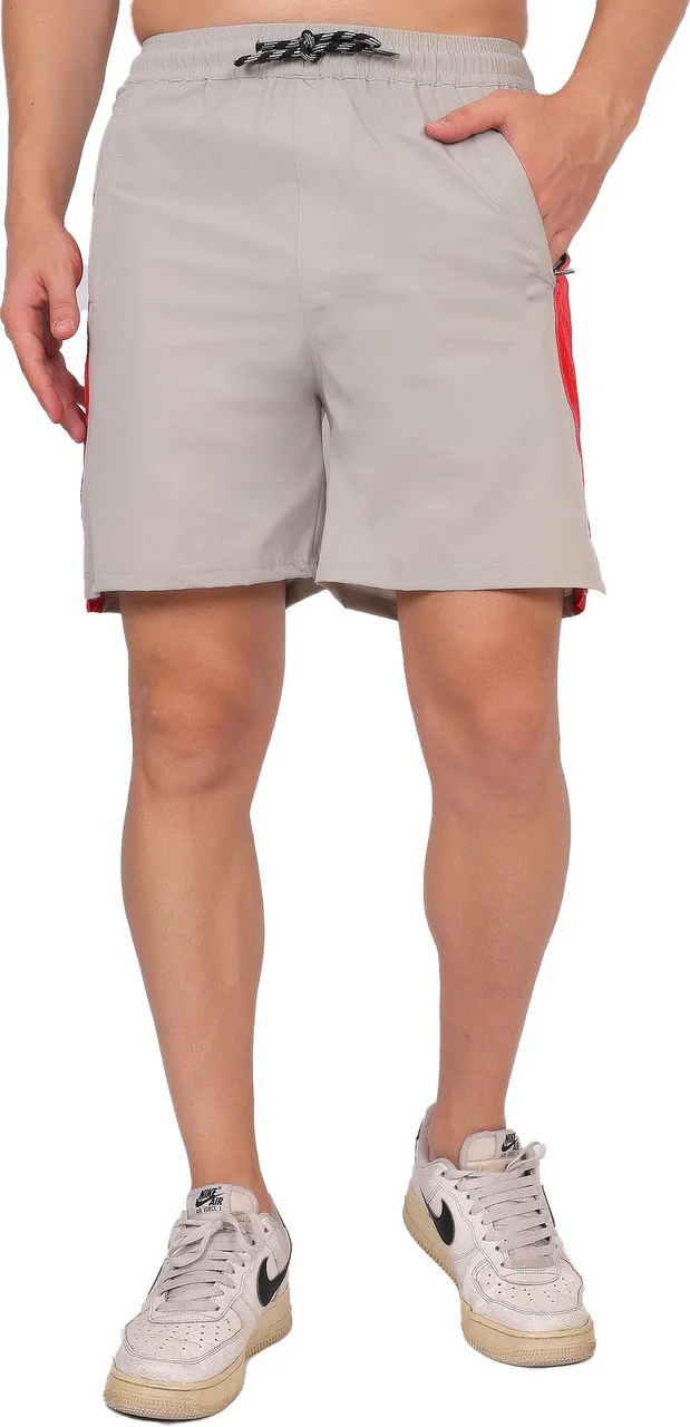Men Solid Black Gym Sports Shorts Breathable Running Workout Fitness Training Casual Shorts for Men Light Grey, Red 32 image 2