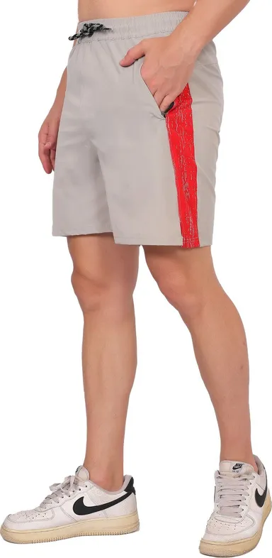 Men Solid Black Gym Sports Shorts Breathable Running Workout Fitness Training Casual Shorts for Men Light Grey, Red 32 thumbnail 3